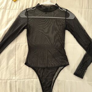 Sheer Black Long Sleeve Bodysuit